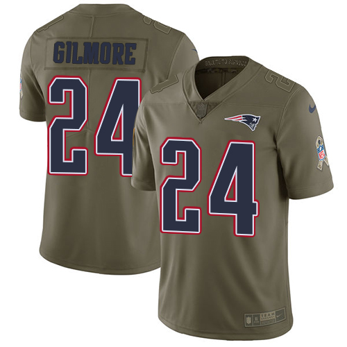Nike Patriots #24 Stephon Gilmore Olive Men's Stitched NFL Limited Salute To Service Jersey - Click Image to Close